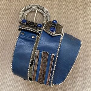 Vintage Leatherock Nina Arjani Genuine Leather Belt with Silver Accents